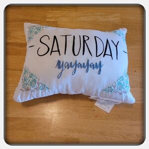 White Embroidered Throw Pillow